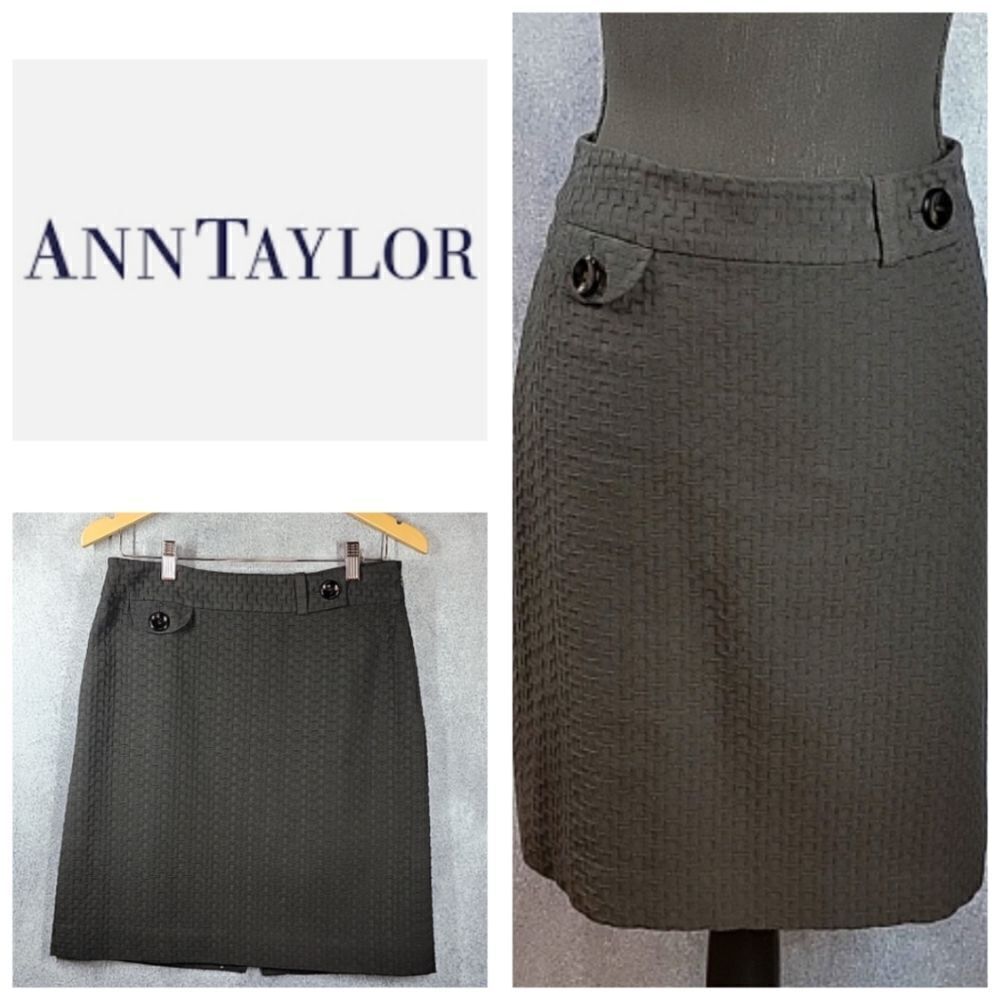 Ann Taylor Petite Black Quilted Cotton Pencil Skirt